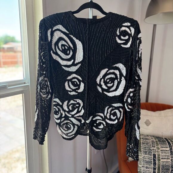 Vintage Swee Lo sequined & beaded top Small - Picture 8 of 10